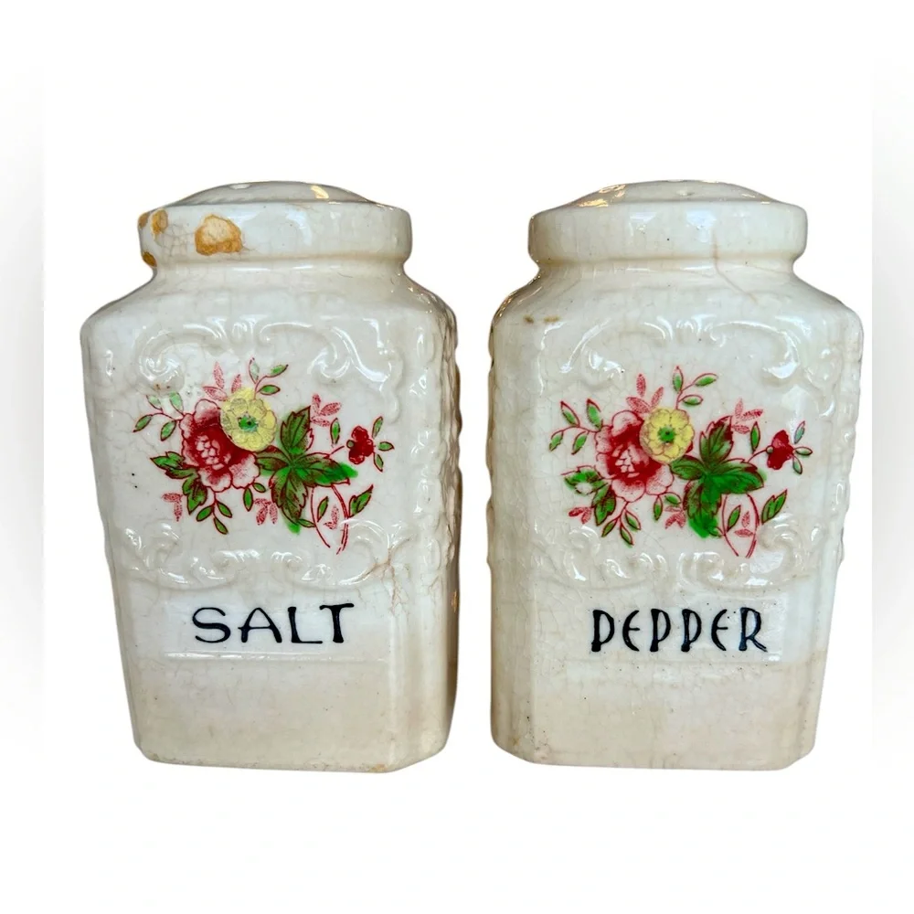 Large Vintage Transferware Salt & Pepper Shakers, Made in Japan - Picture 2 of 7